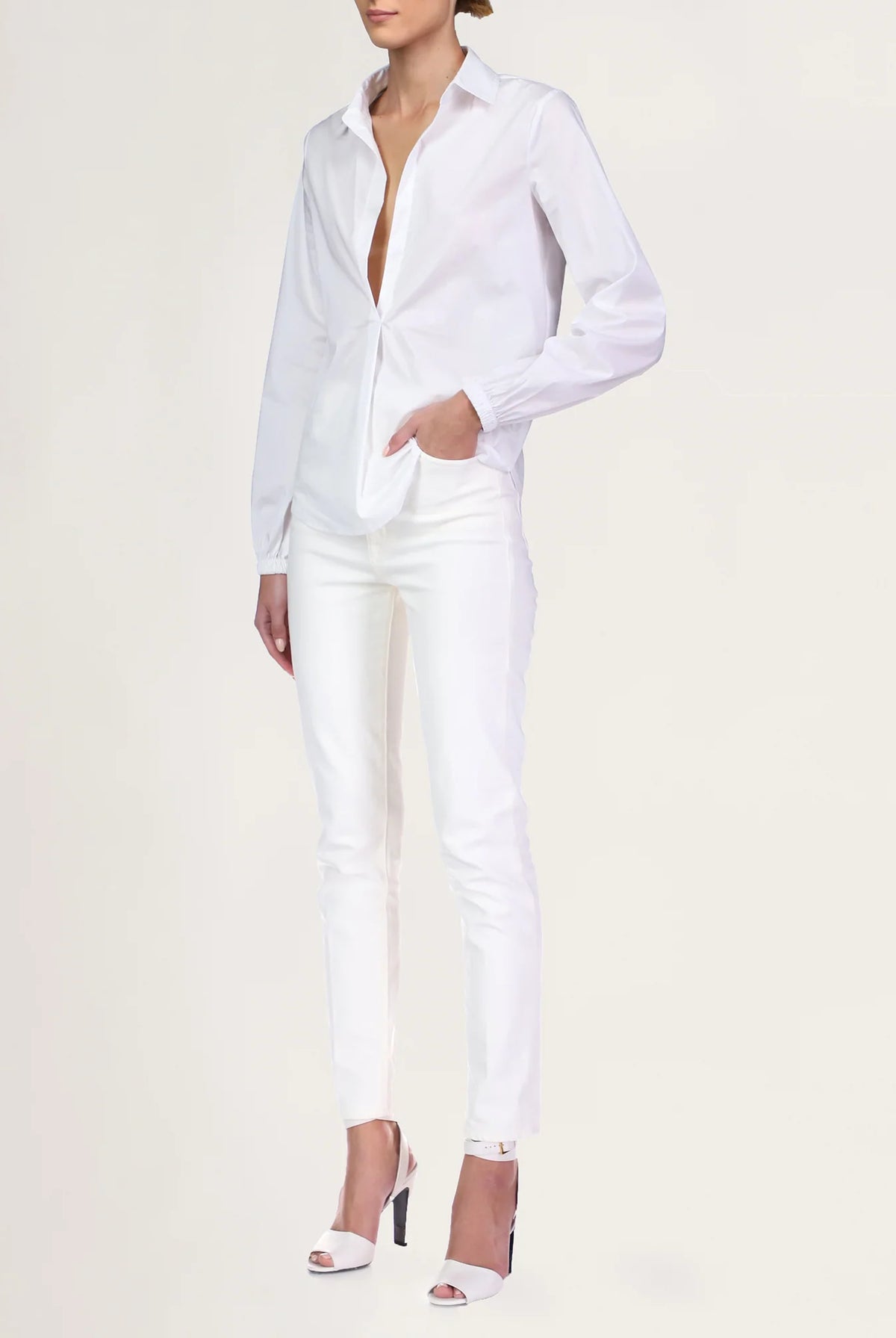 Mina Cotton Shirt - White by Halston — alternate view