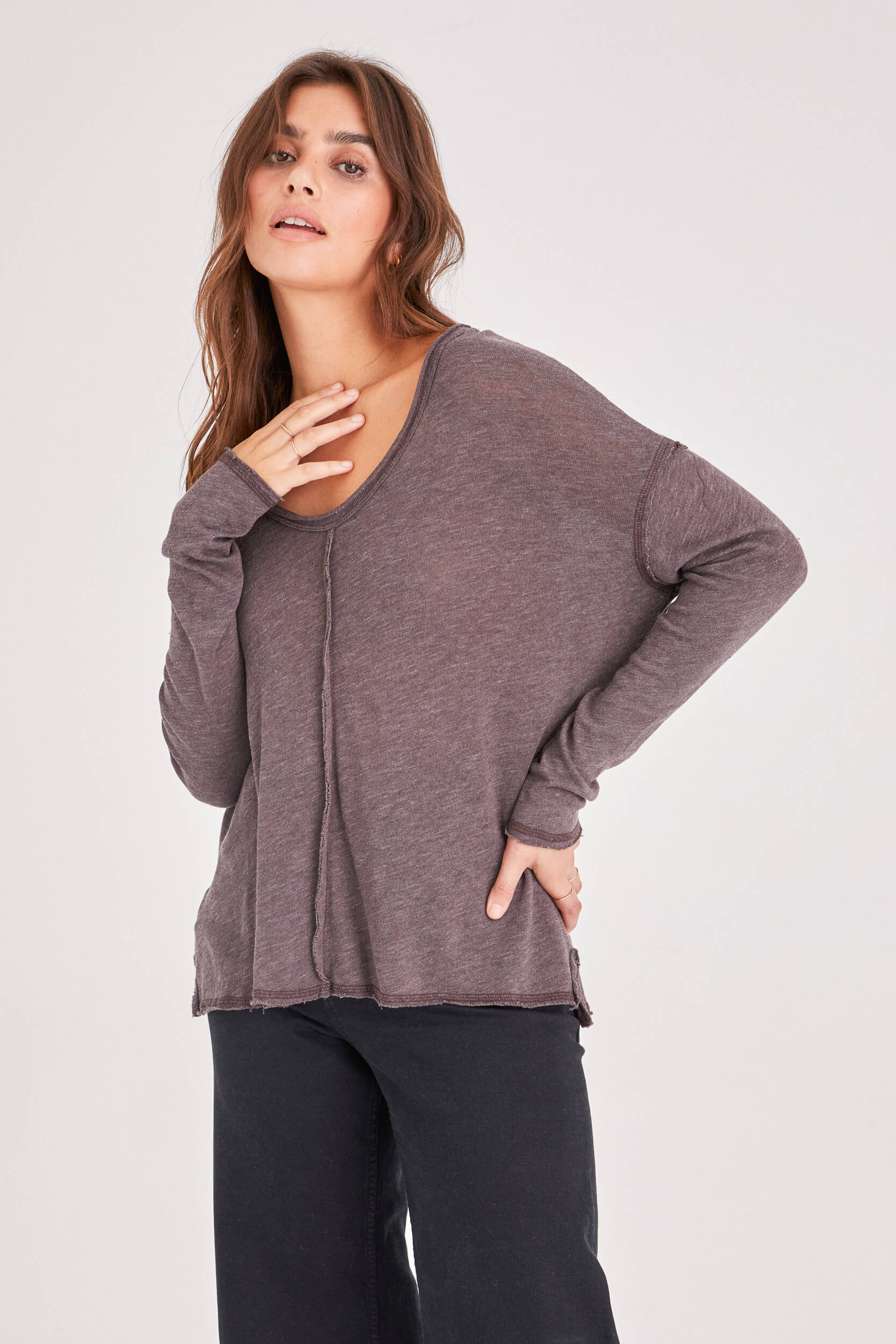 Get Up & Go Long Sleeve - Dark Mocha by Project Social T | 25 South Boutiques
