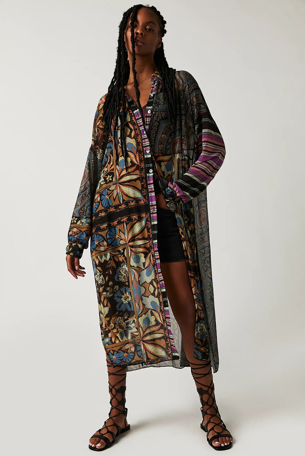 Naomi Maxi Shirt - Black Combo by Free People | 25 South Boutiques