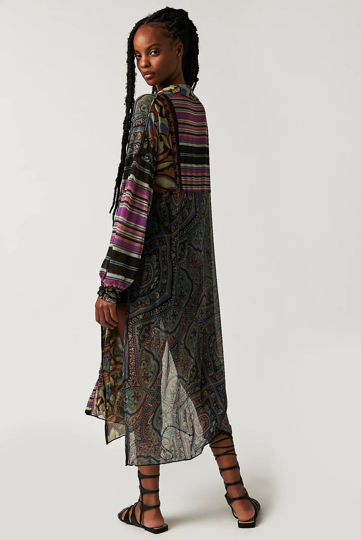 Naomi Maxi Shirt - Black Combo by Free People — alternate view