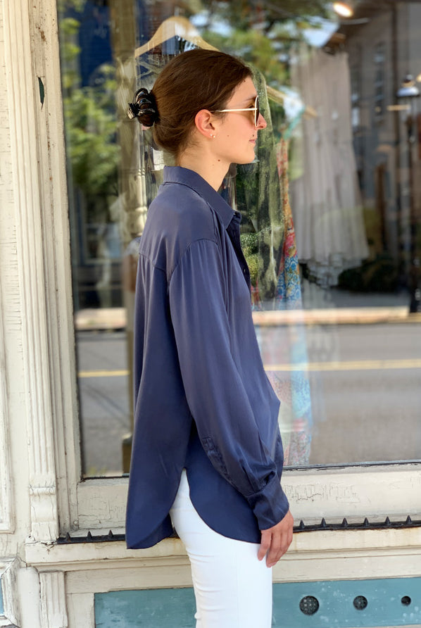 Long Sleeve Blouse - Navy by Tandem — alternate view