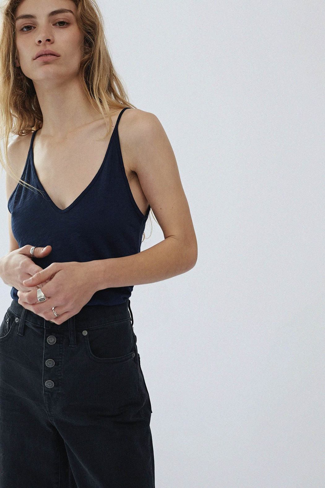 Supima Slub Jersey V Neck Tank - Navy by Stateside — view 4