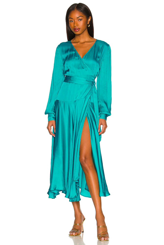 Noelle Wrap Dress - Emerald by Karina Grimaldi | 25 South Boutiques