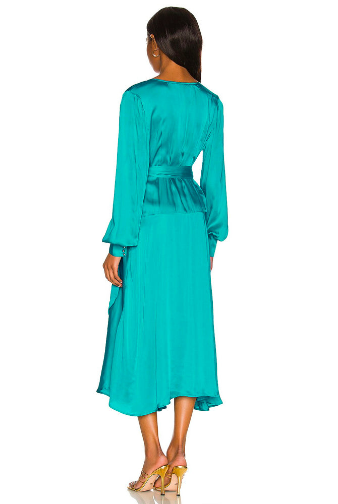 Noelle Wrap Dress - Emerald by Karina Grimaldi — alternate view