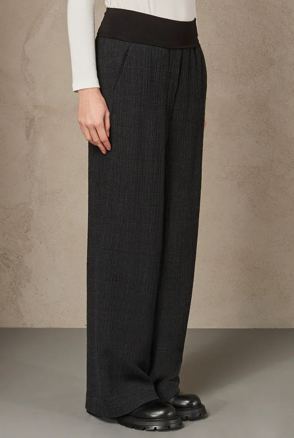 Checked Palazzo Trousers - Anthracite by Transit Par-Such — view 3
