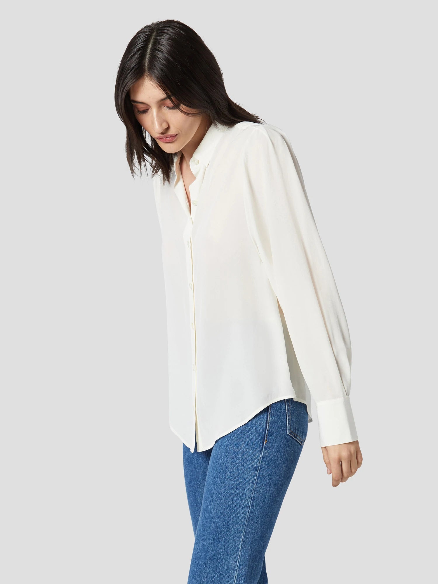 Shanton Silk Shirt - Nature White by Equipment — view 4