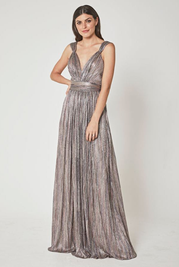Nya Dress - Metallic Pink Multi Stripe by Catherine Deane | 25 South Boutiques
