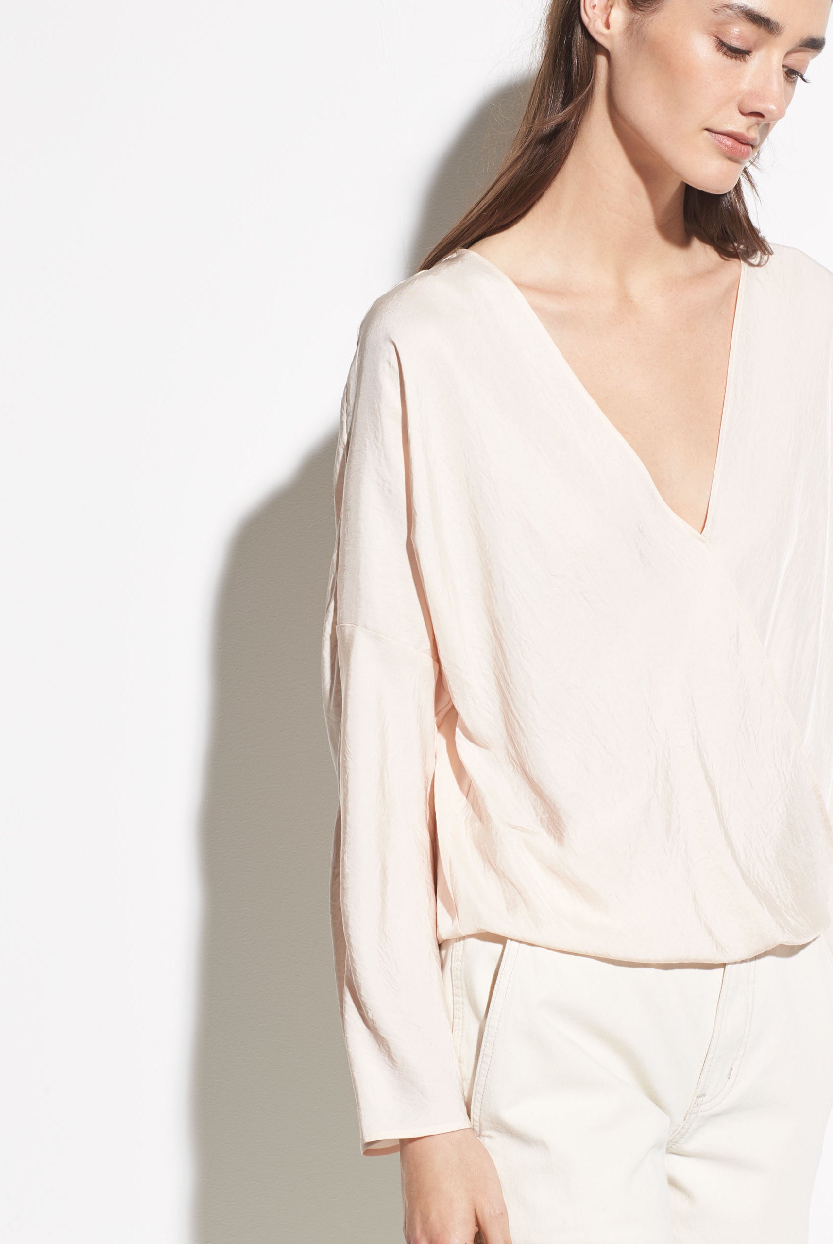 Crossover Blouse - Oat Blush by Vince — view 3