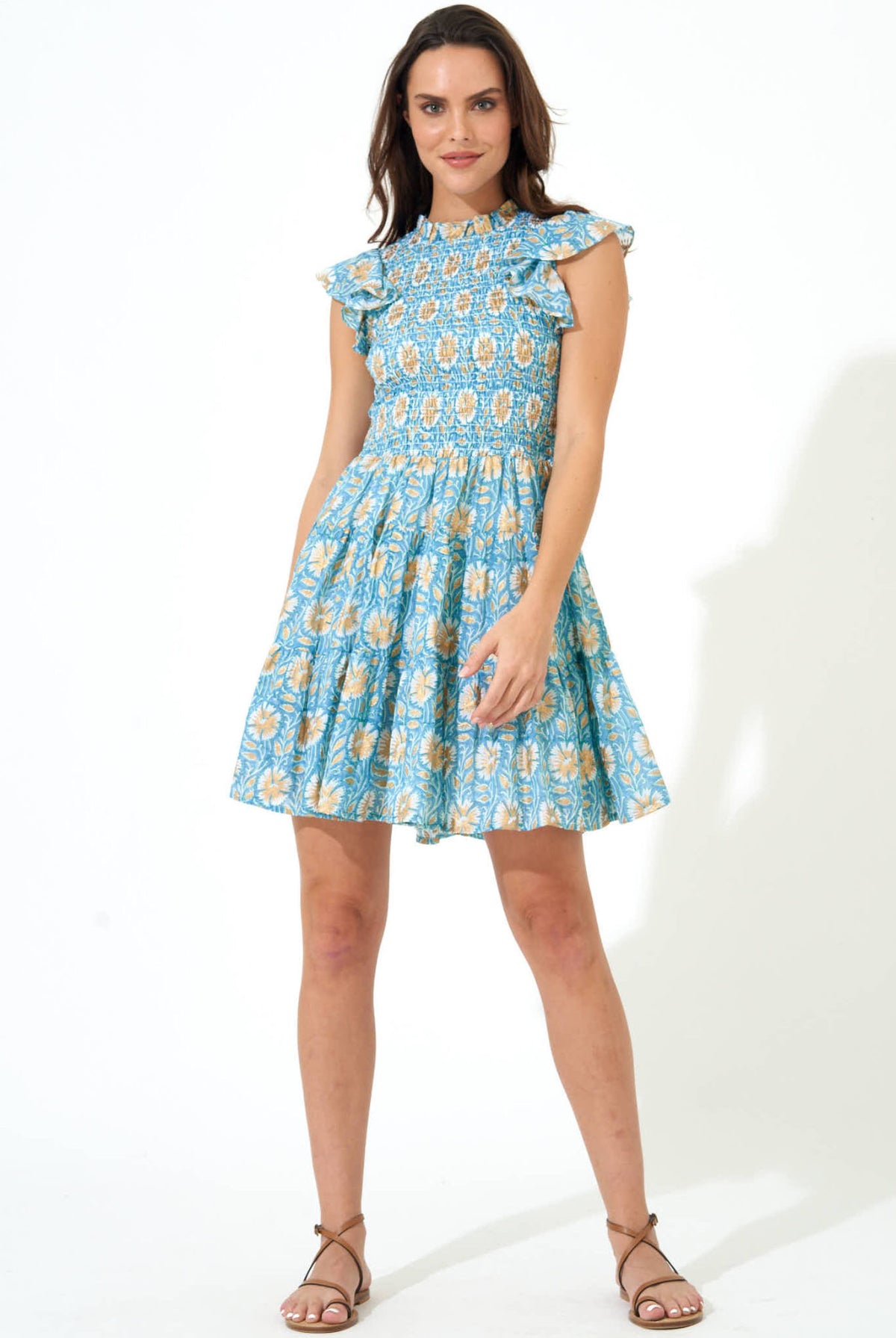 Smocked Flirty Short Dress - Ocean Haveli by Oliphant | 25 South Boutiques