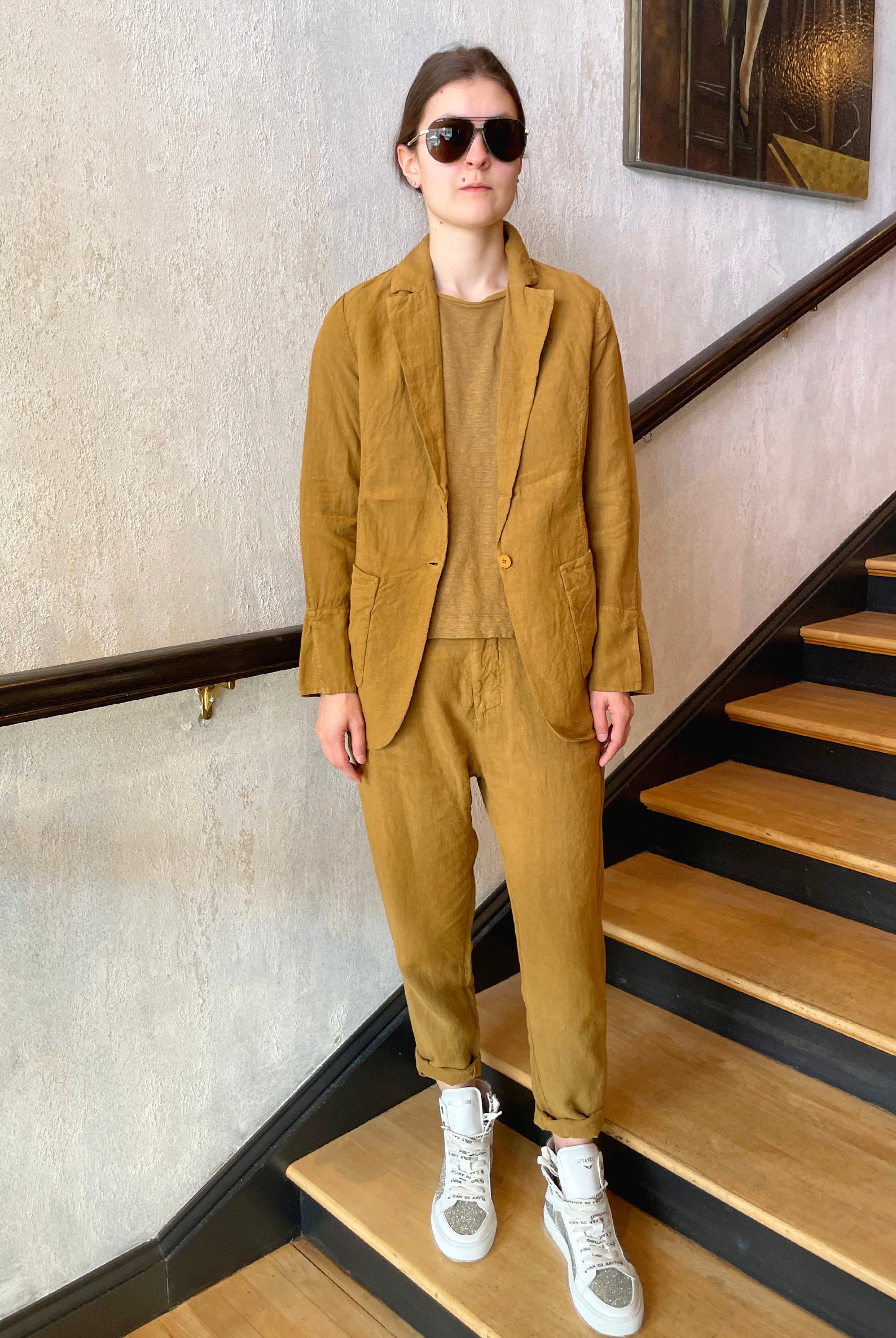 Comfort Fit Linen Jacket - Oil by Transit Par-Such — view 3