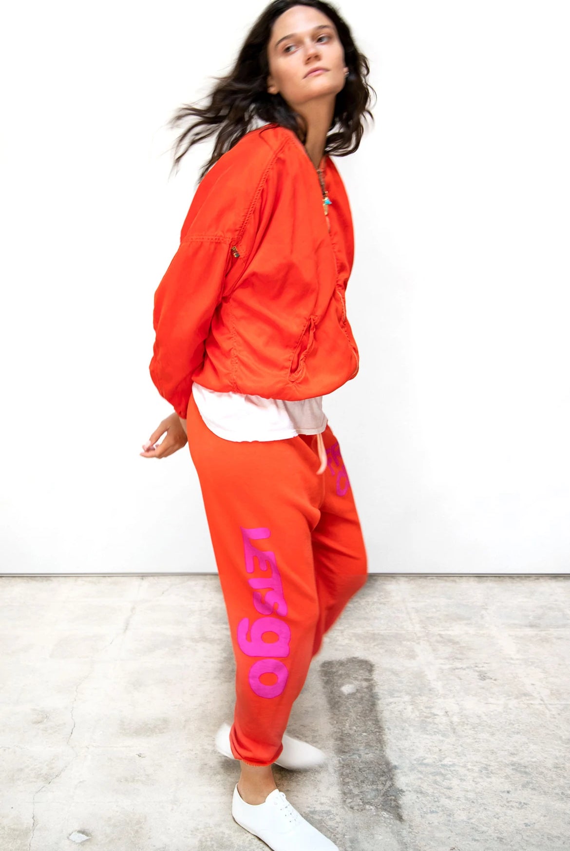 LetsGo OG Super Vintage Sweatpant - Electric Orange Rabbit by FreeCity — view 3