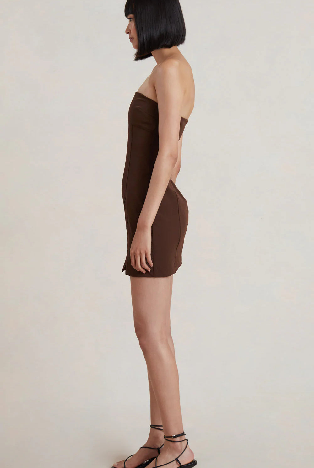 Paloma Strapless Mini Dress - Chocolate by Bec & Bridge — view 3