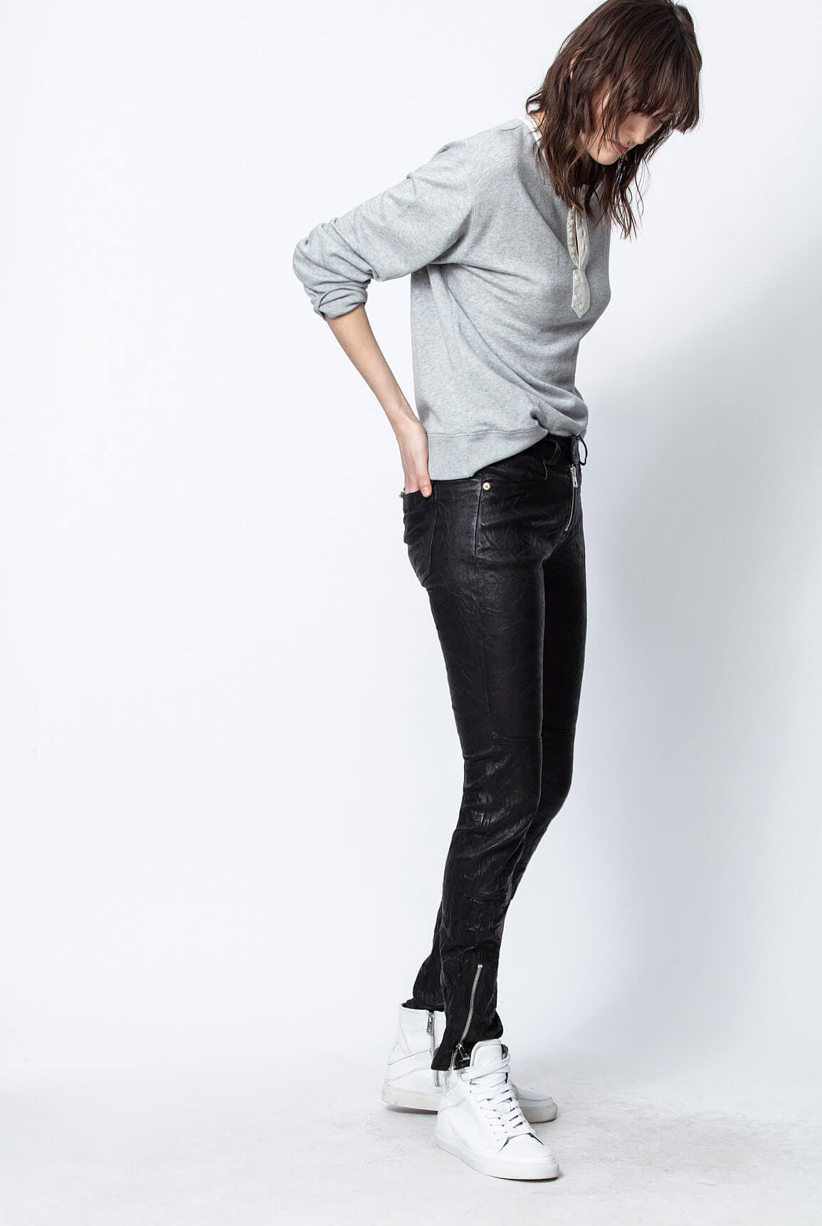 Phlamo Leather Pants - Noir by Zadig & Voltaire — alternate view