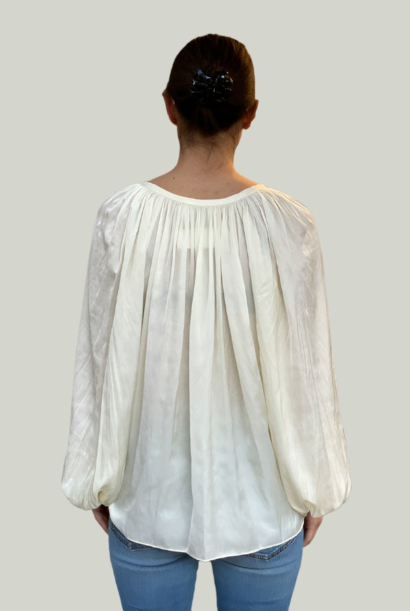 Shiny Paris Long Sleeve Blouse - Cream by Ramy Brook — alternate view