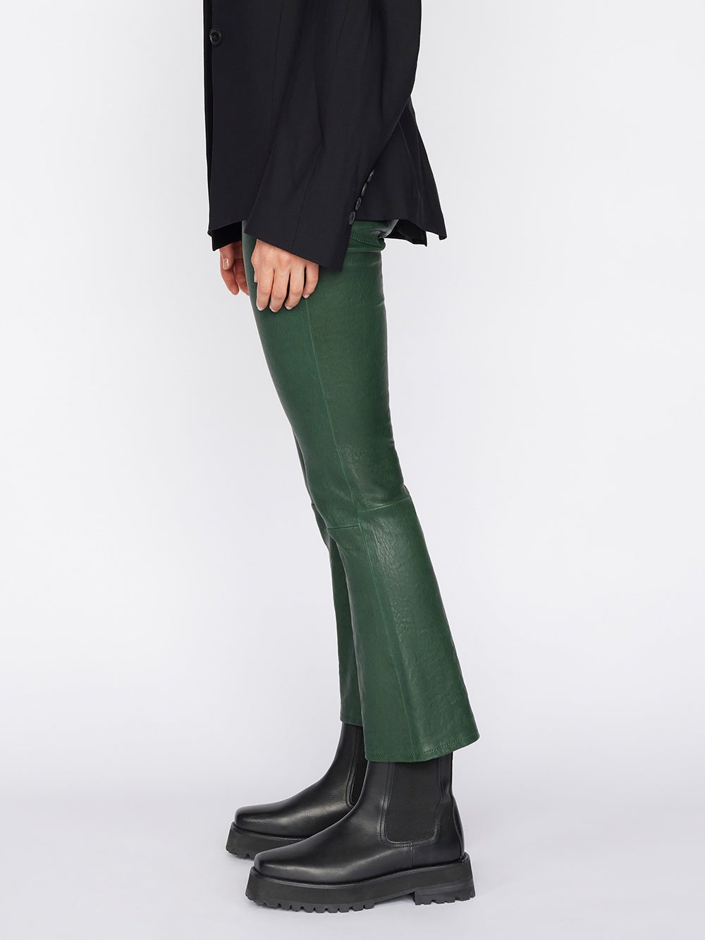 Leather Le Crop Mini Boot - Pine by Frame — view 5