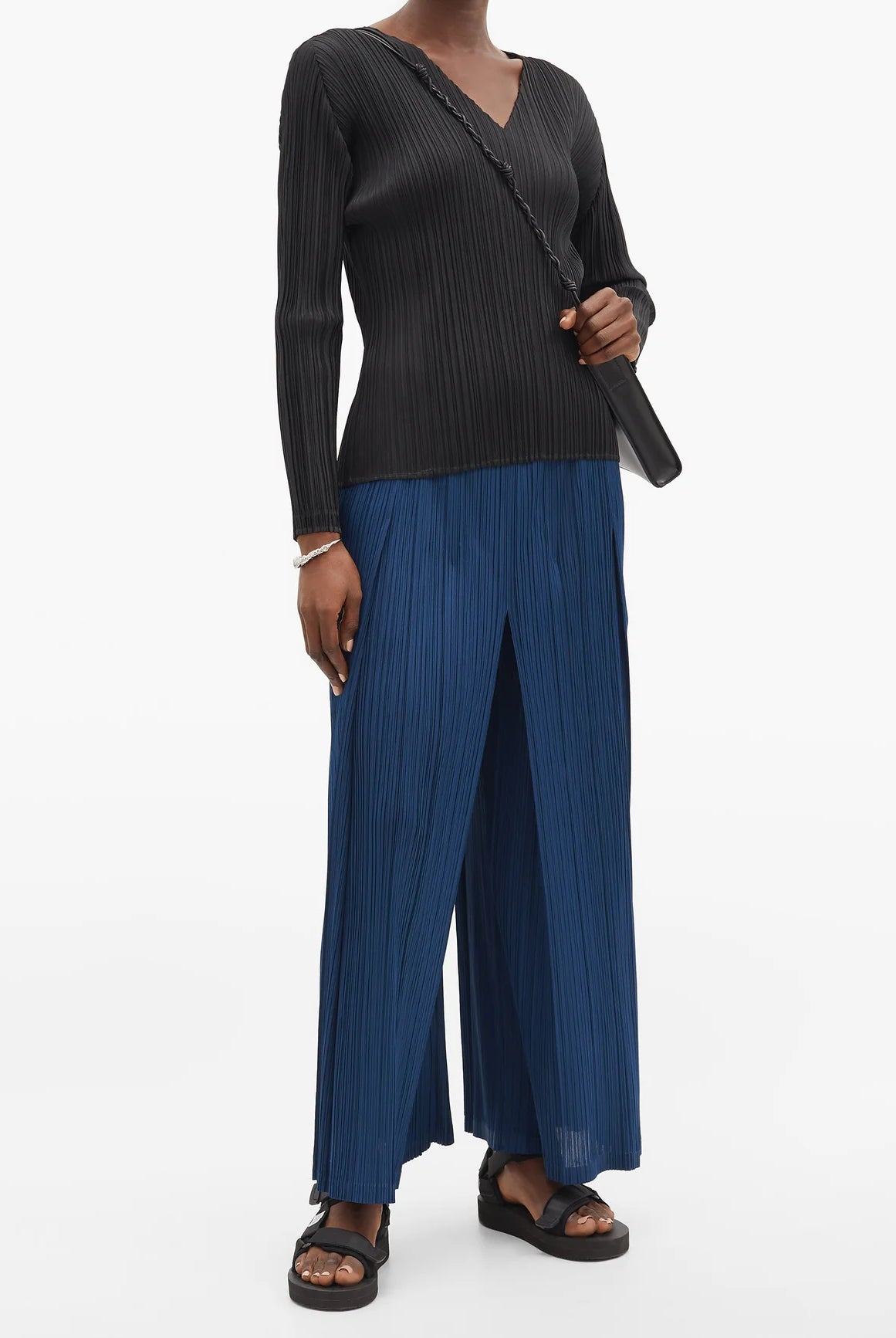 Long Sleeve Pleat Shirt - Black by Issey Miyake — alternate view