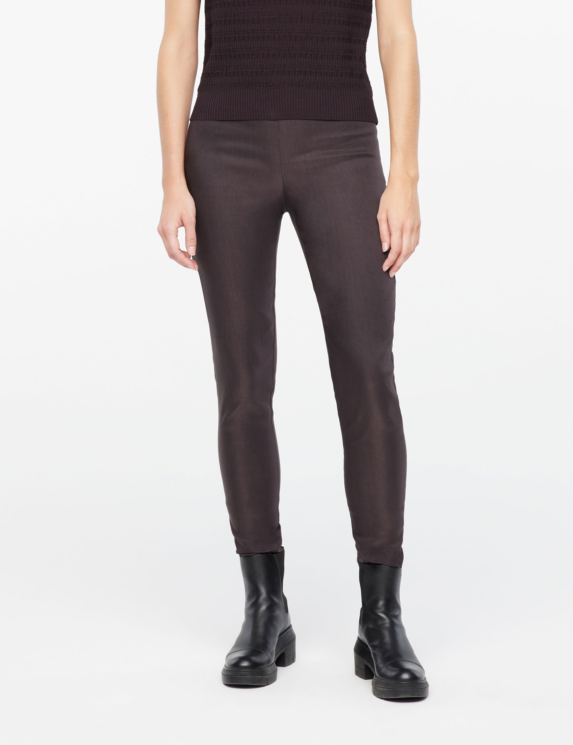 Stretch Linen Long Leggings - Plum by Sarah Pacini | 25 South Boutiques