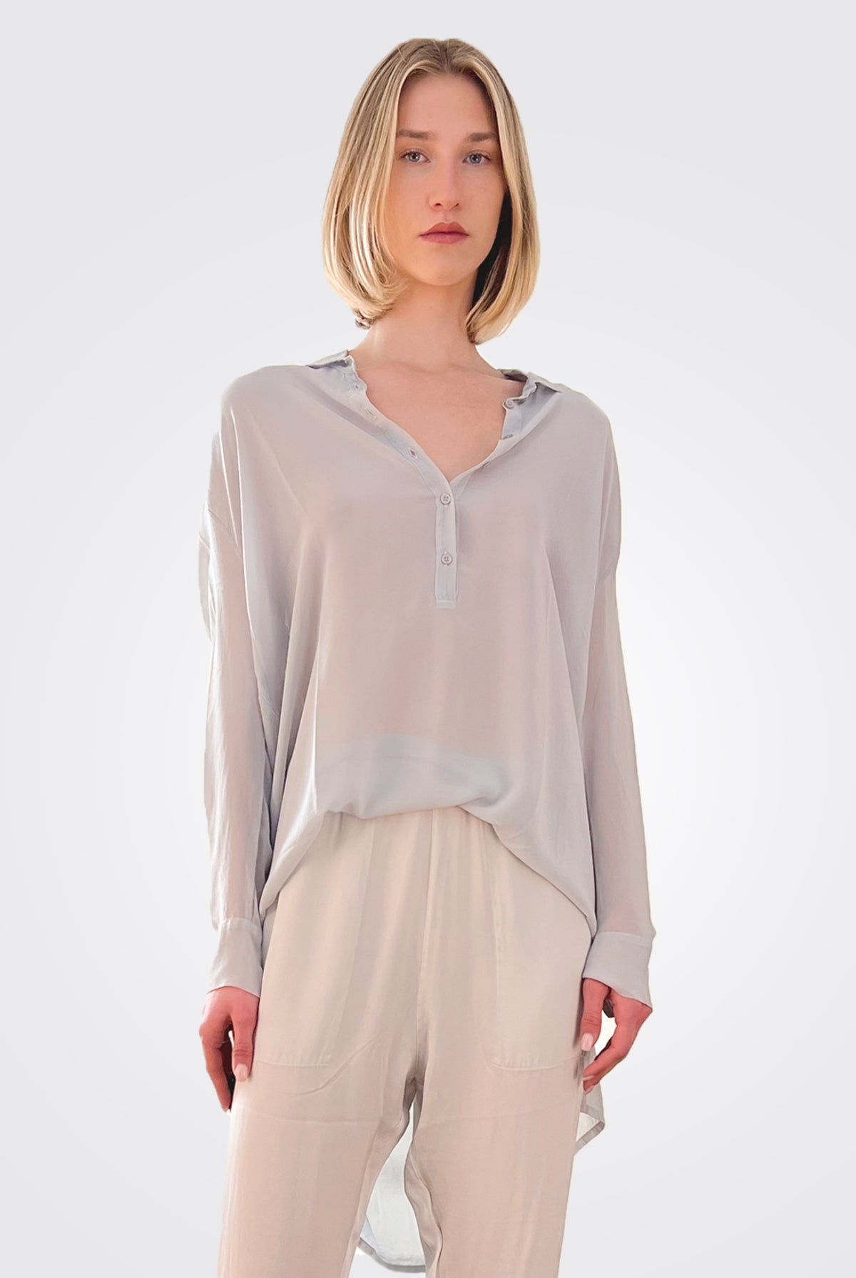 Silk Hi-Low Sheer Blouse - Sandy by Private 0204 | 25 South Boutiques