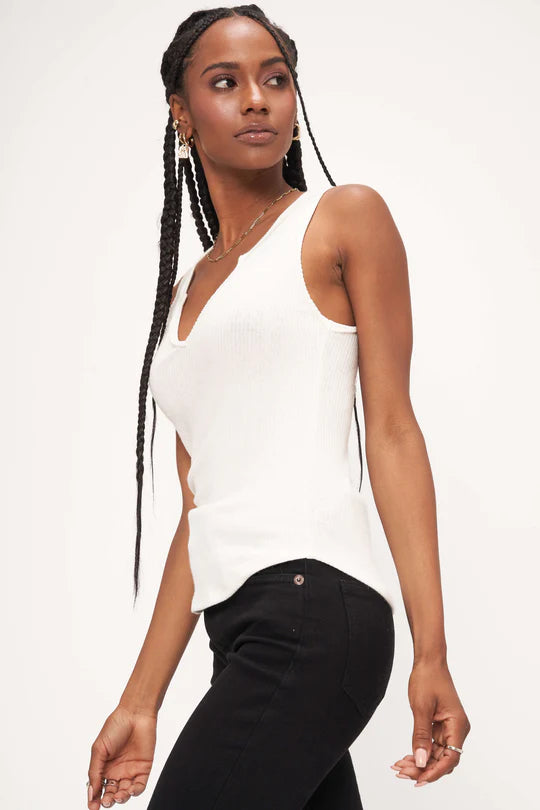 Madly Rib Notch Tank - White by Project Social T — view 3