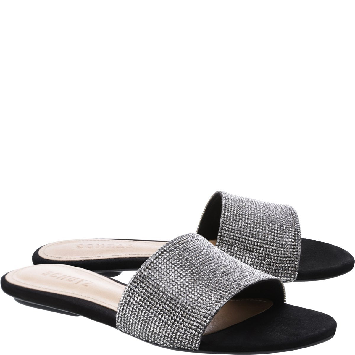 Queren Flat Slide Sandal - Crystal Black by Schutz — view 3