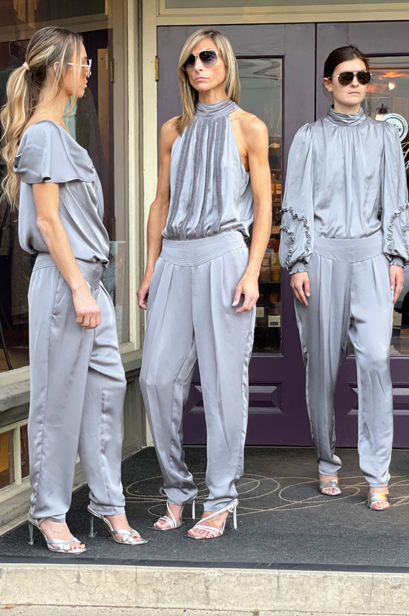 Carissa Mock Neck Blouse - Slate Grey by Ramy Brook — view 3