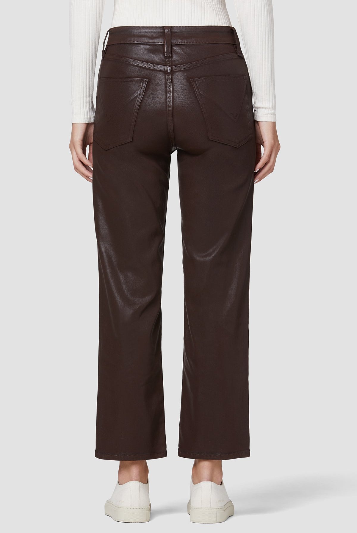 Remi High Rise Straight Crop Jean - Chicory Coffee Leatherette by Hudson — view 3