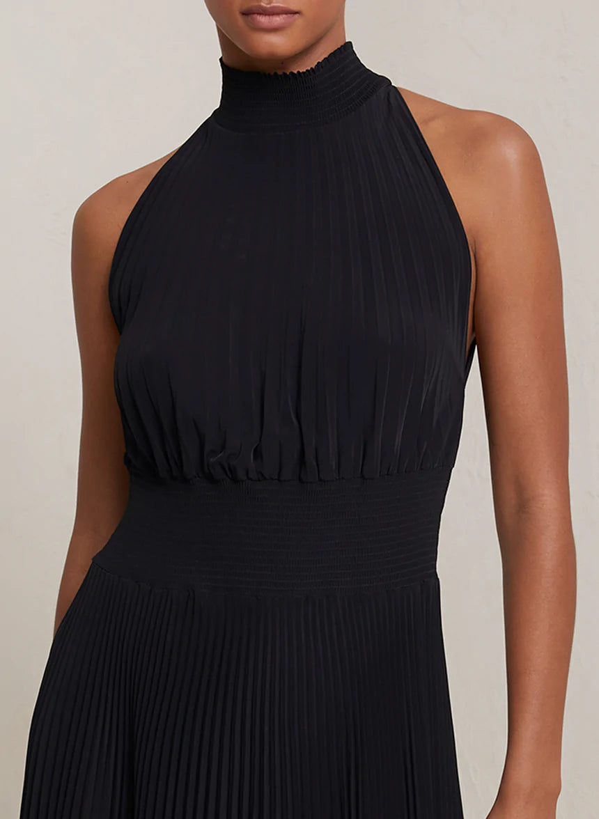 Renzo Pleated Midi Dress - Black by A.L.C — view 4