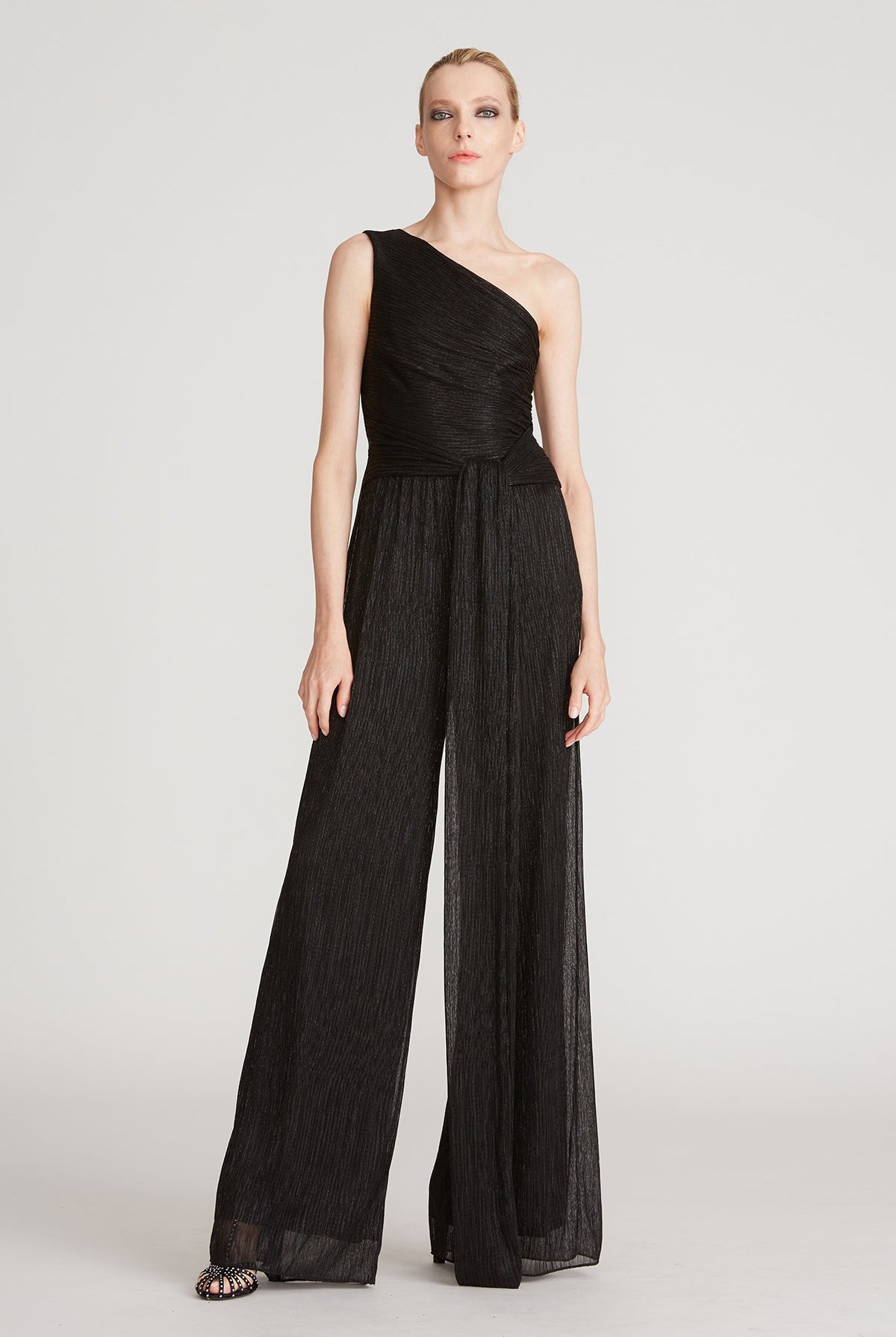 Romee Crinkle Jersey Jumpsuit - Black by Halston | 25 South Boutiques