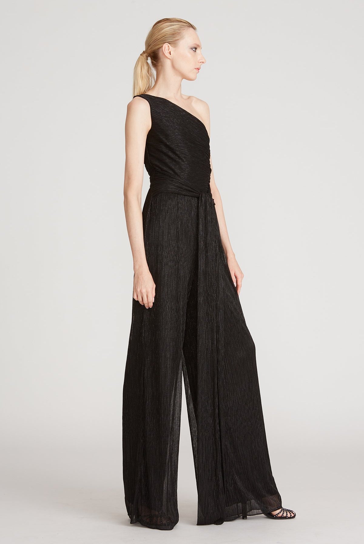 Romee Crinkle Jersey Jumpsuit - Black by Halston — view 3
