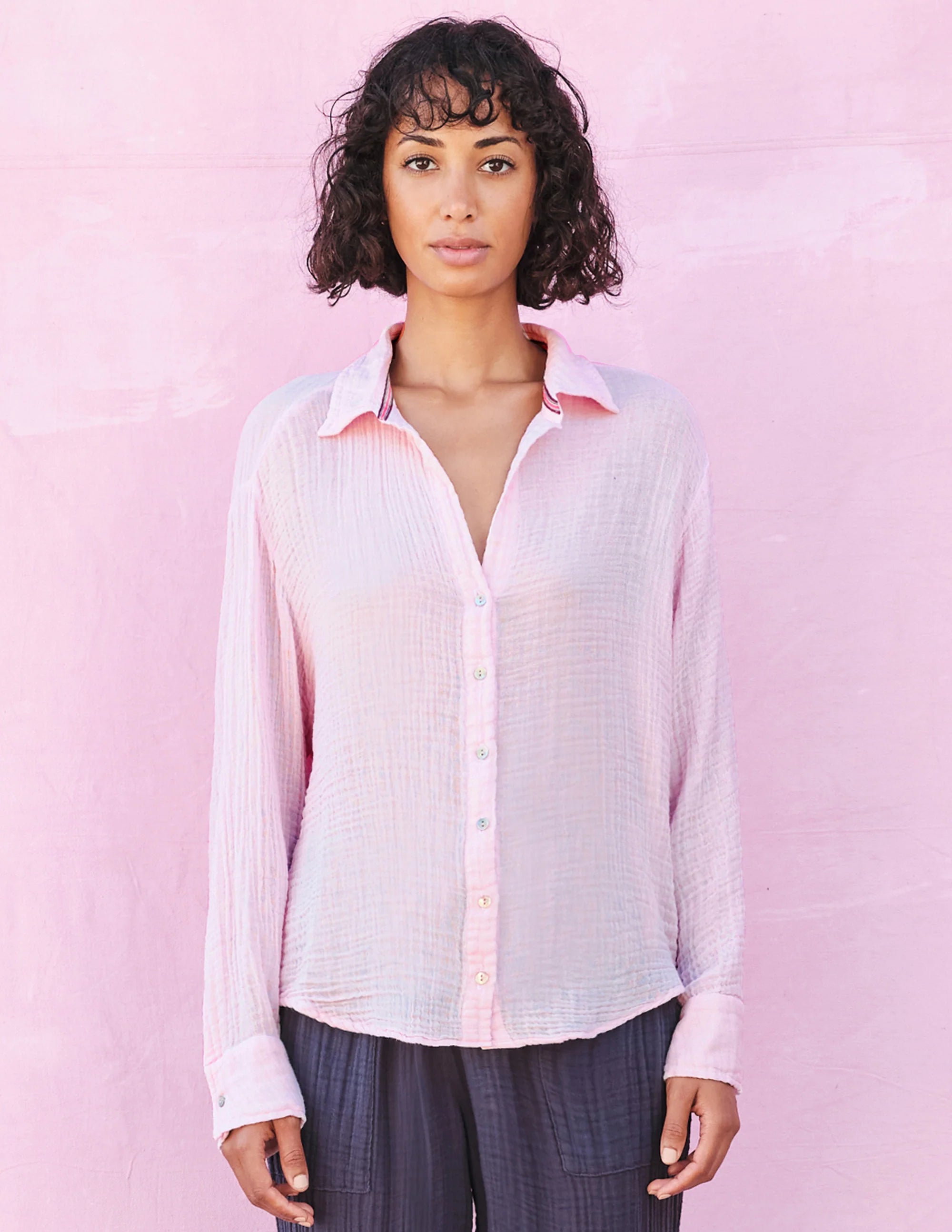 Long Sleeve Button Down Shirt - Rosebud by Sundry — alternate view