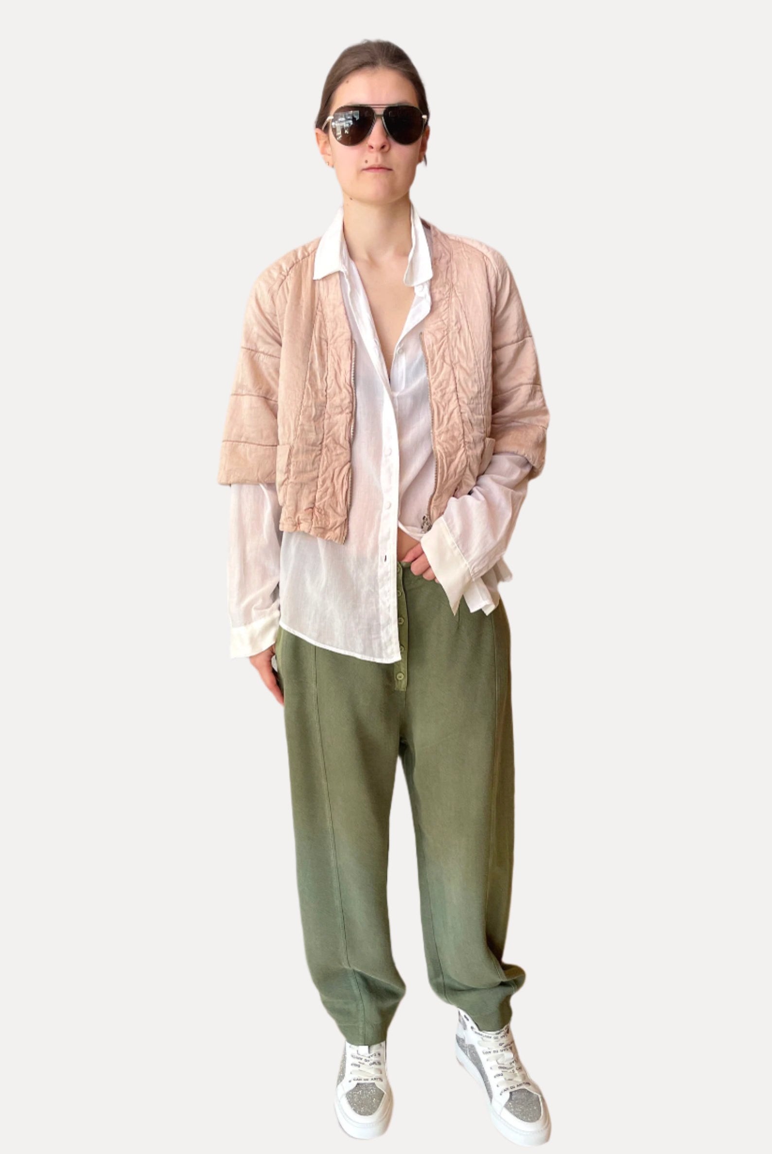 Ergonomic Drop Crotch Cupro Trousers - Green by Transit Par-Such | 25 South Boutiques