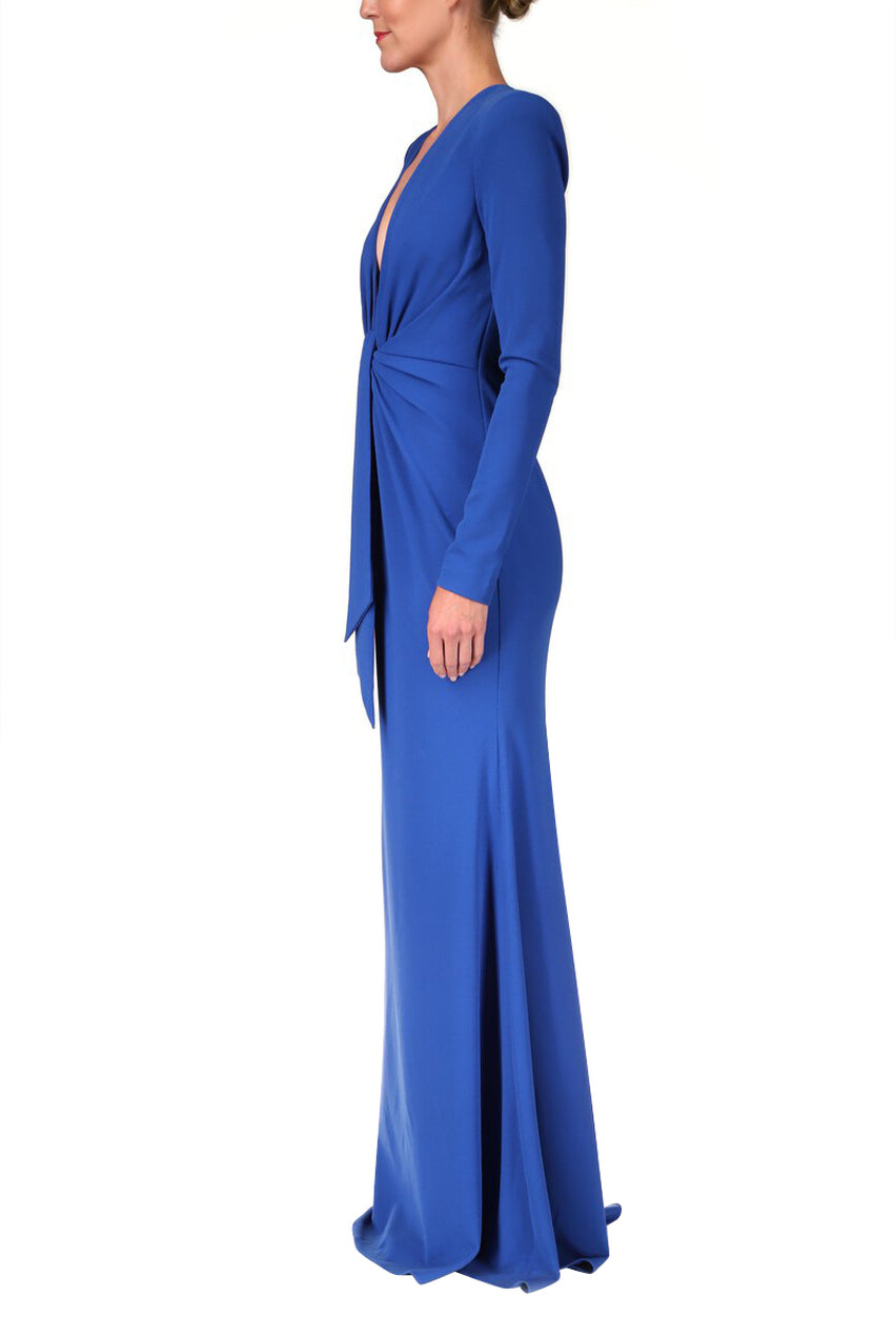 Draped Floor-Length Gown - Cobalt by Badgley Mischka — alternate view