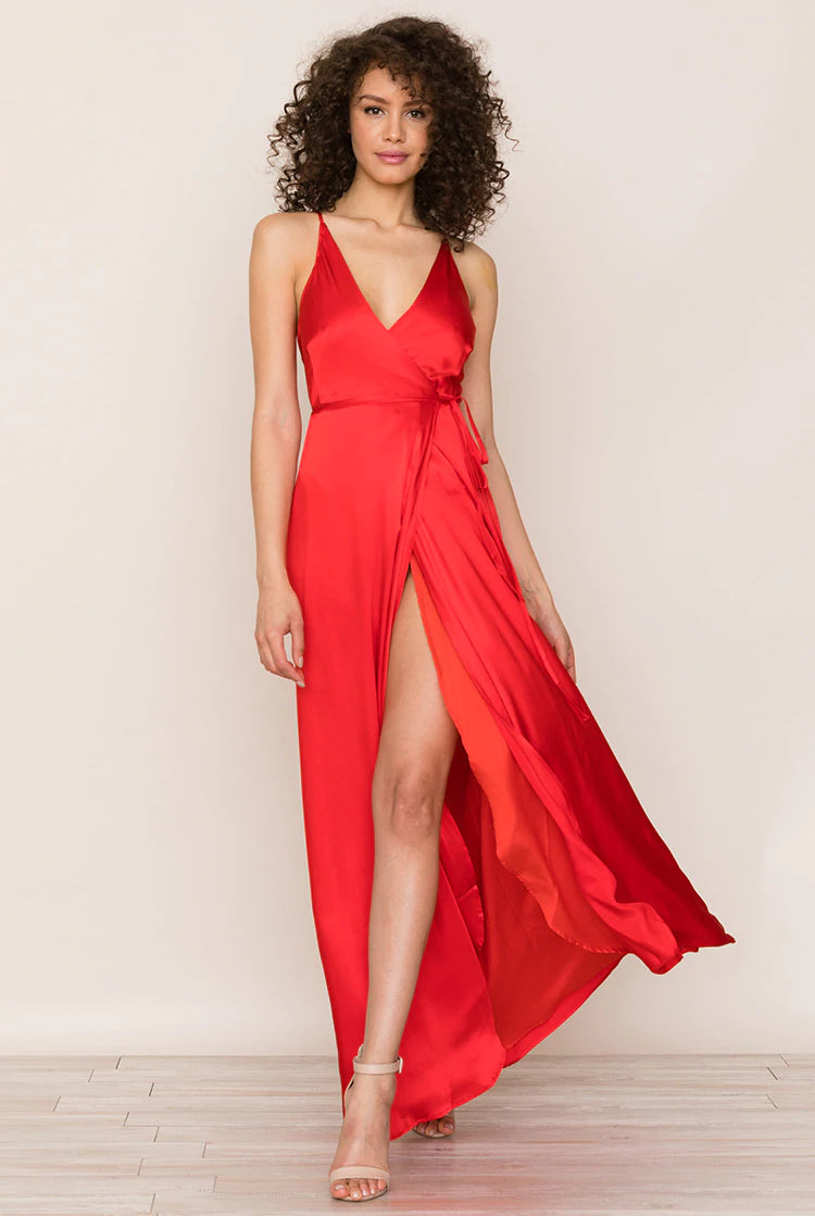Rush Hour Silk Maxi Dress - Red by Yumi Kim — alternate view