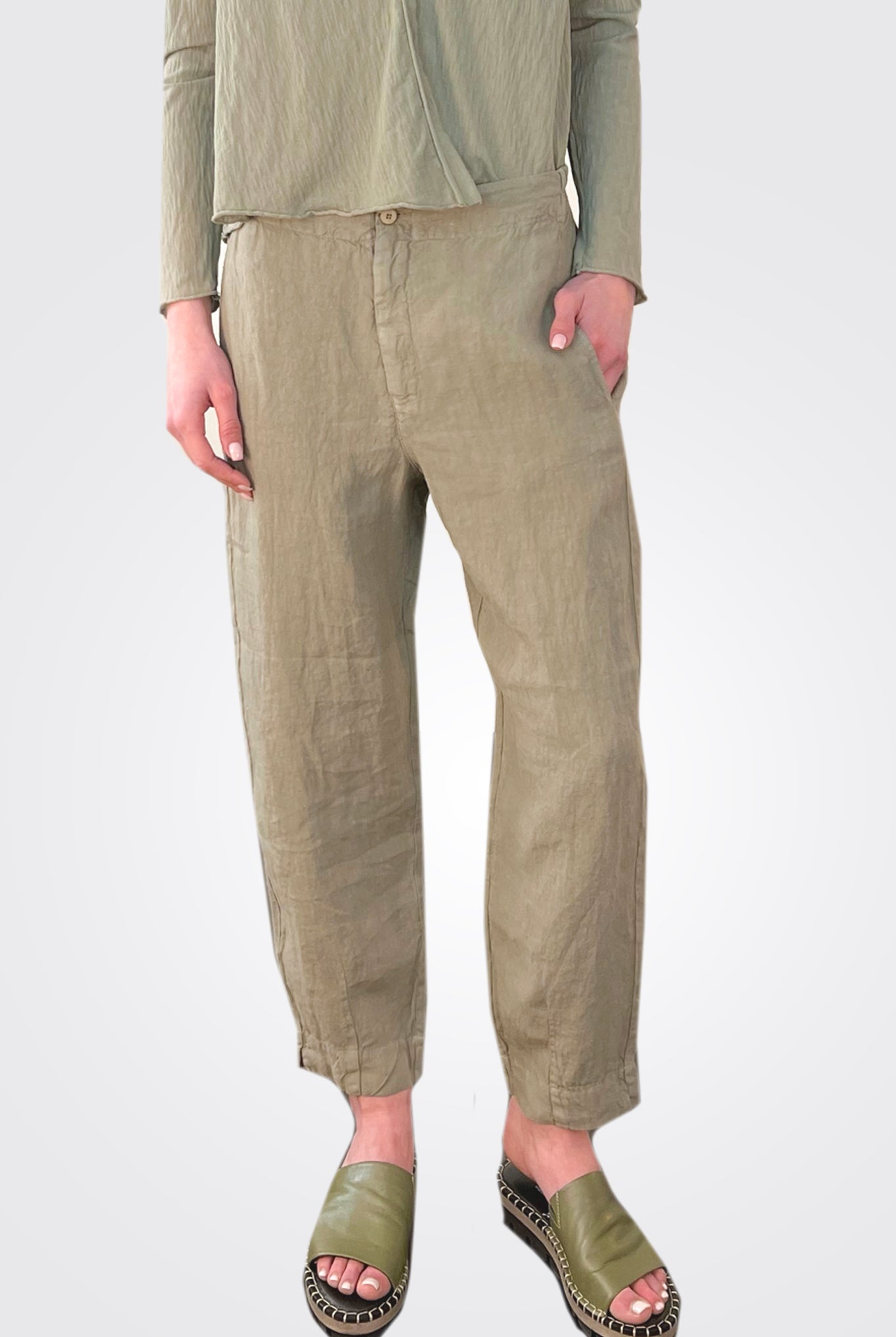 Linen Comfort Trousers - Sage by Transit Par-Such — alternate view