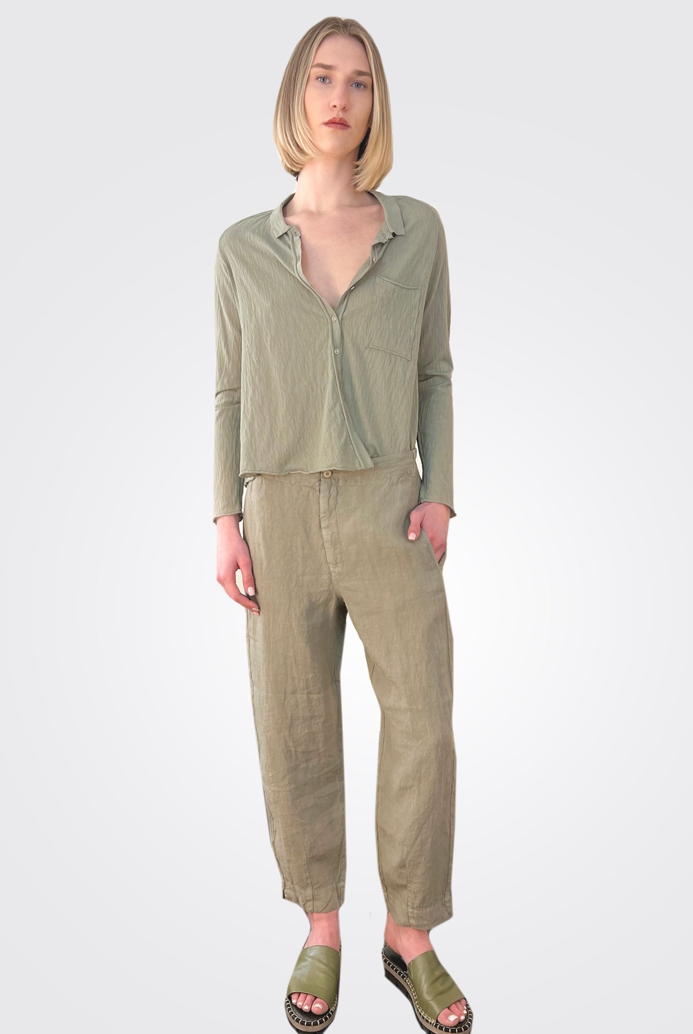 Linen Comfort Trousers - Sage by Transit Par-Such | 25 South Boutiques