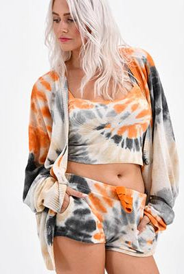 Sahara Cashmere Oversized Cardigan - Tie Dye Orange by Brodie Cashmere | 25 South Boutiques