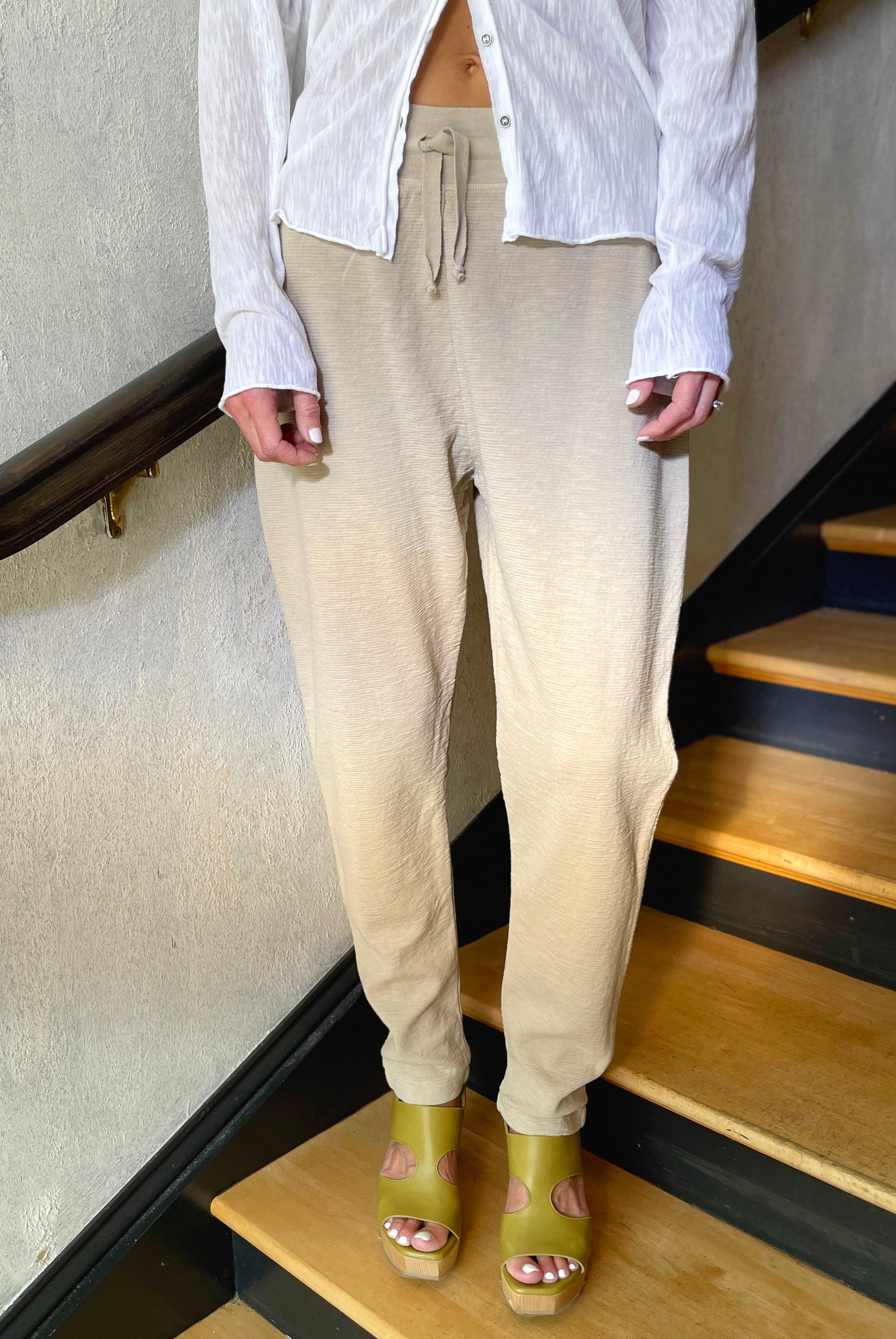Slim Fit Shot Cotton Pants - Sand by Transit Par-Such — alternate view