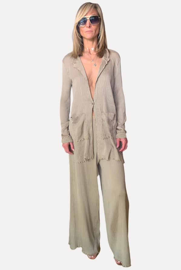 Wide Leg Pants - Beige by Transit Par-Such | 25 South Boutiques