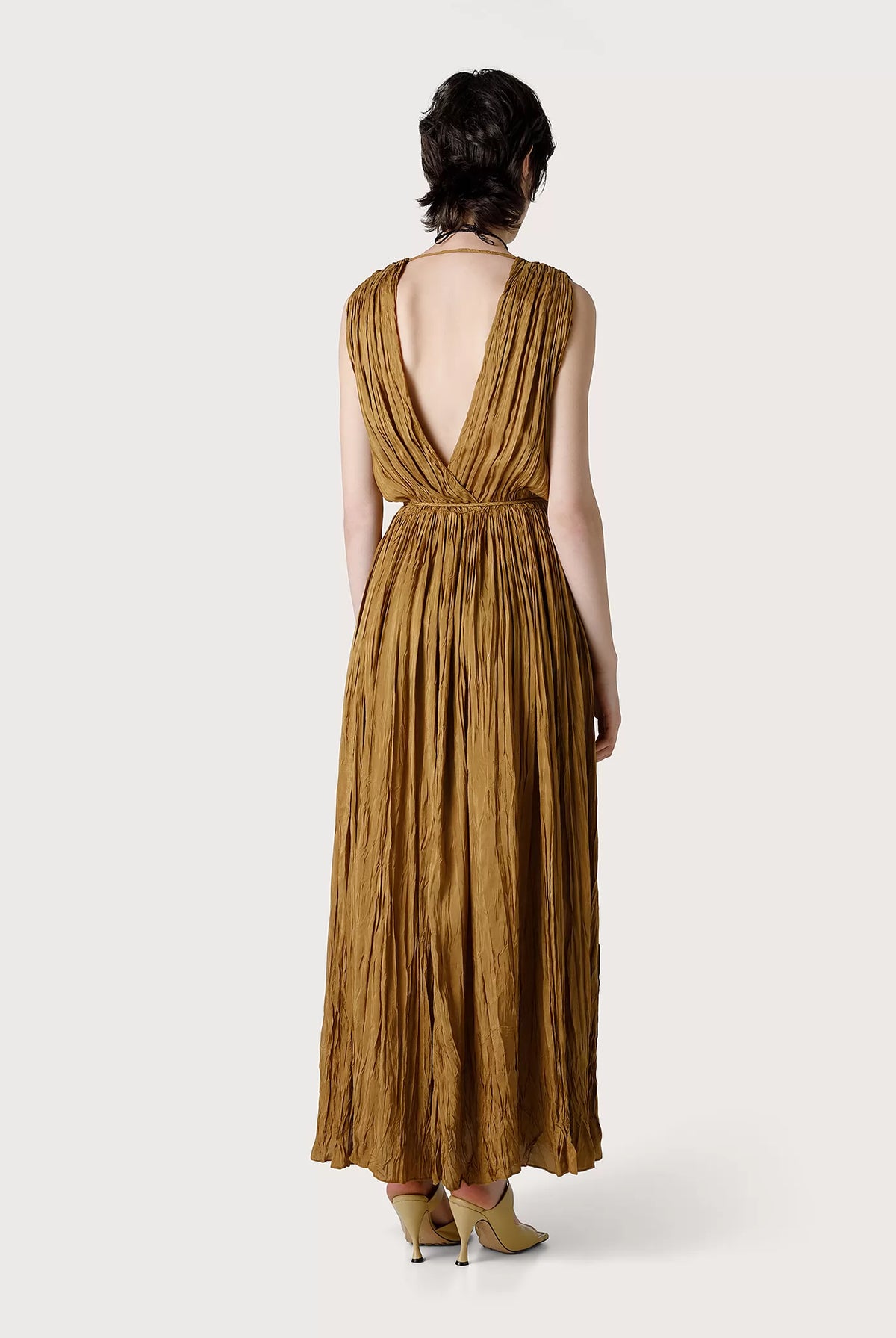 Crinkled Viscose Dress - Beige by Seventy Venezia — alternate view