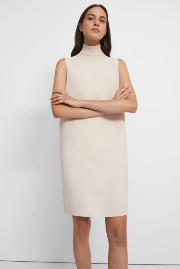 Roll Neck Dress - Golden Wheat by Theory — view 3