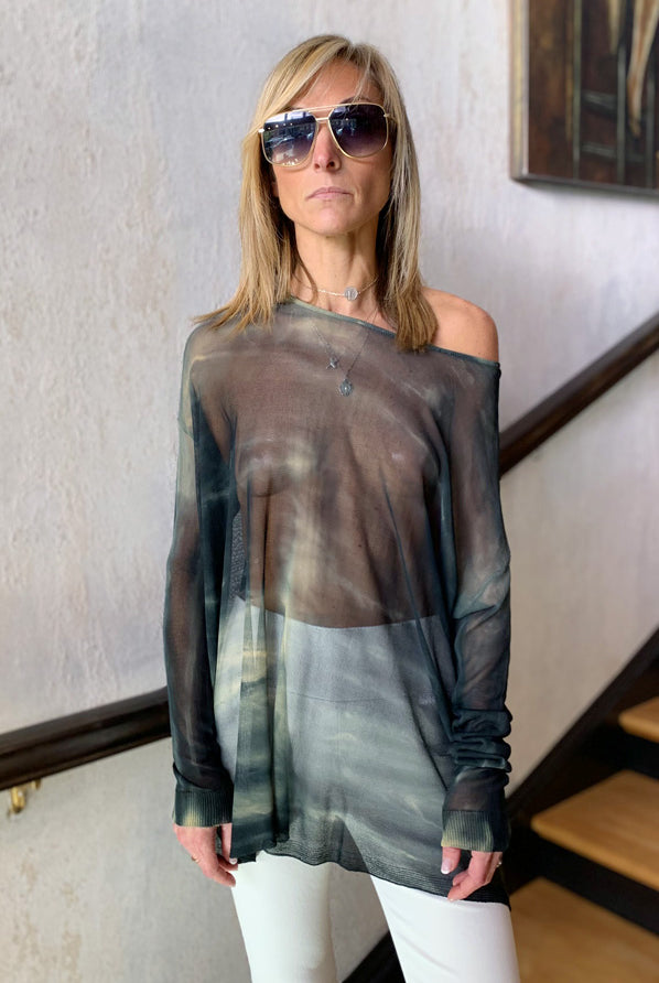 Sheer Top - Black Tie Dye by Viviana Uchitel | 25 South Boutiques