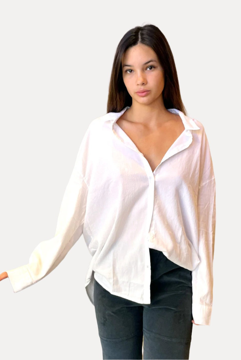 Oversized Button Down Shirt - White by Private 0204 | 25 South Boutiques