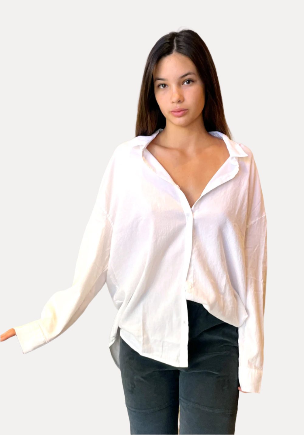 Oversized Button Down Shirt - White by Private 0204 | 25 South Boutiques