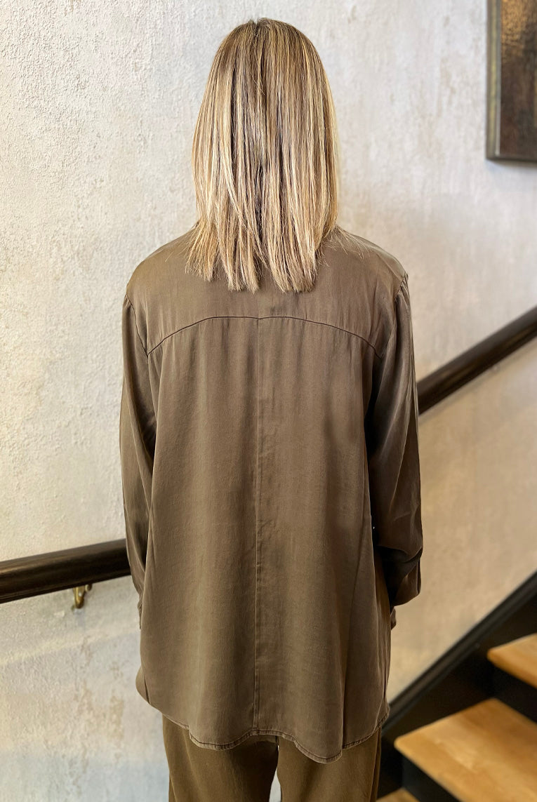 Button Down Blouse - Brown by Transit Par-Such — alternate view