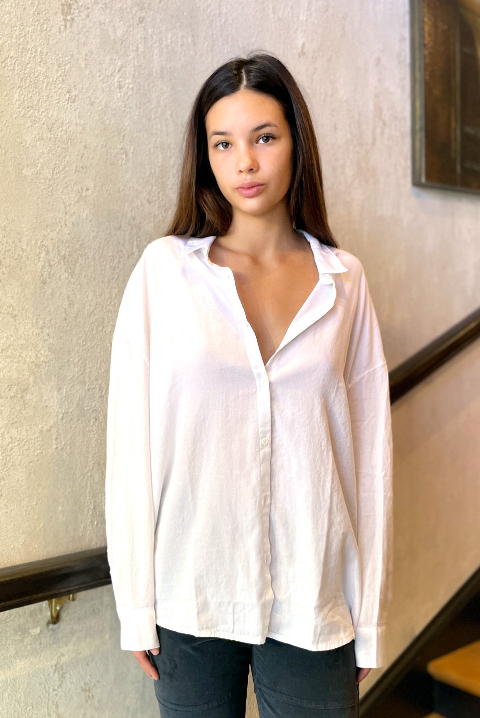 Oversized Button Down Shirt - White by Private 0204 — alternate view