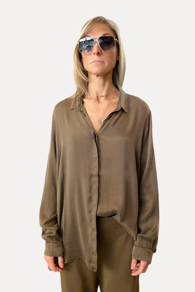 Button Down Blouse - Brown by Transit Par-Such | 25 South Boutiques