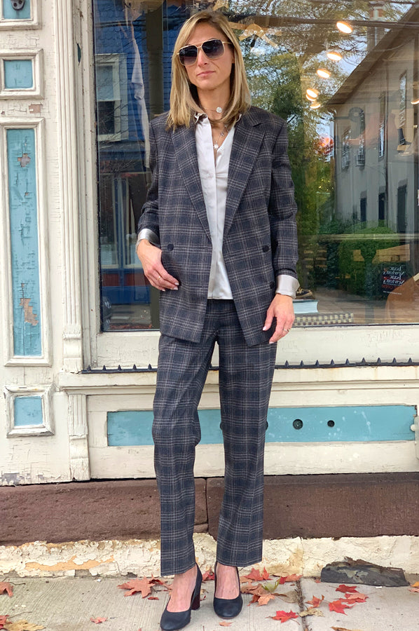 Plaid Wool Straight Jean - Multi by Theory — view 4