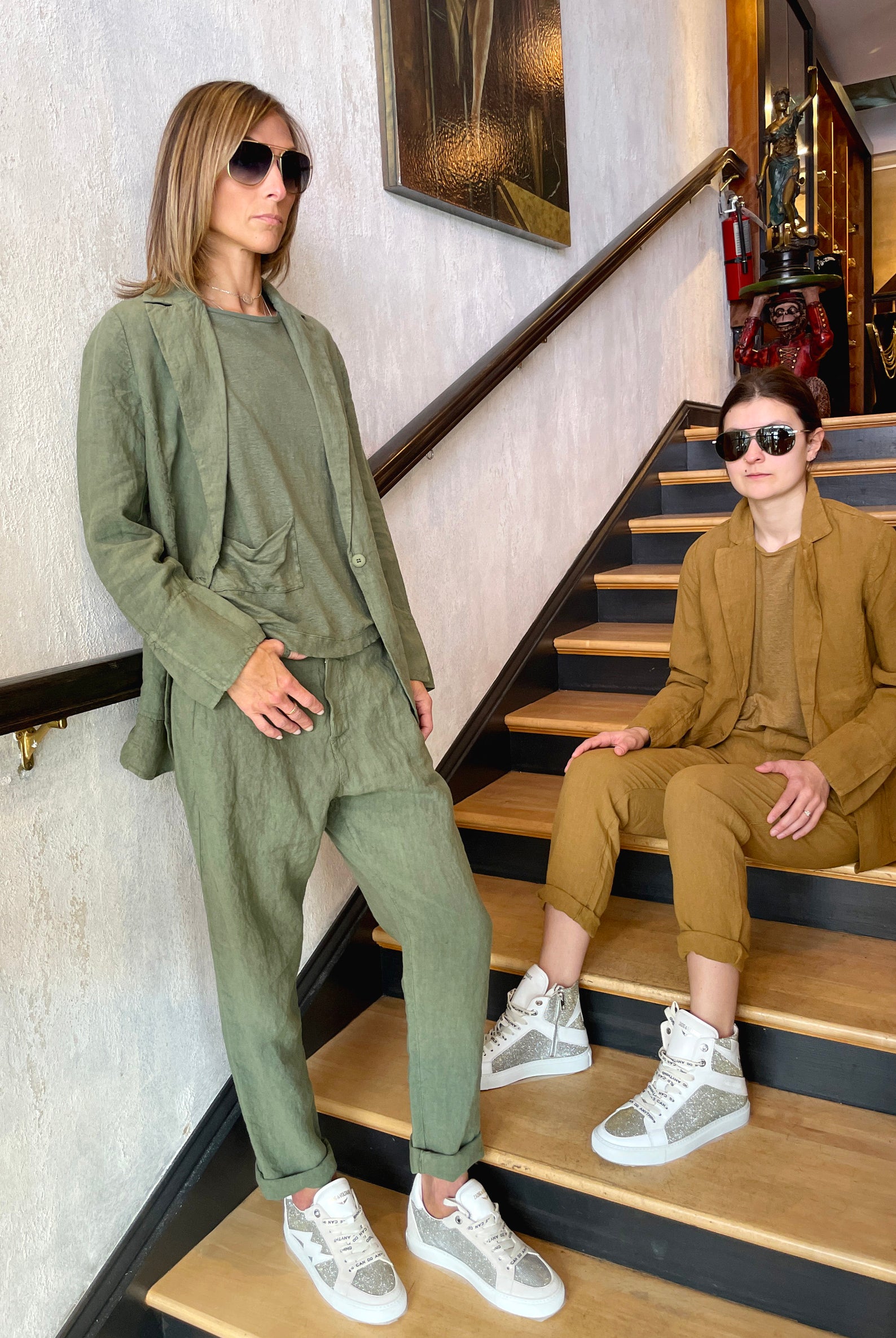 Comfort Fit Linen Jacket - Oil by Transit Par-Such — view 4