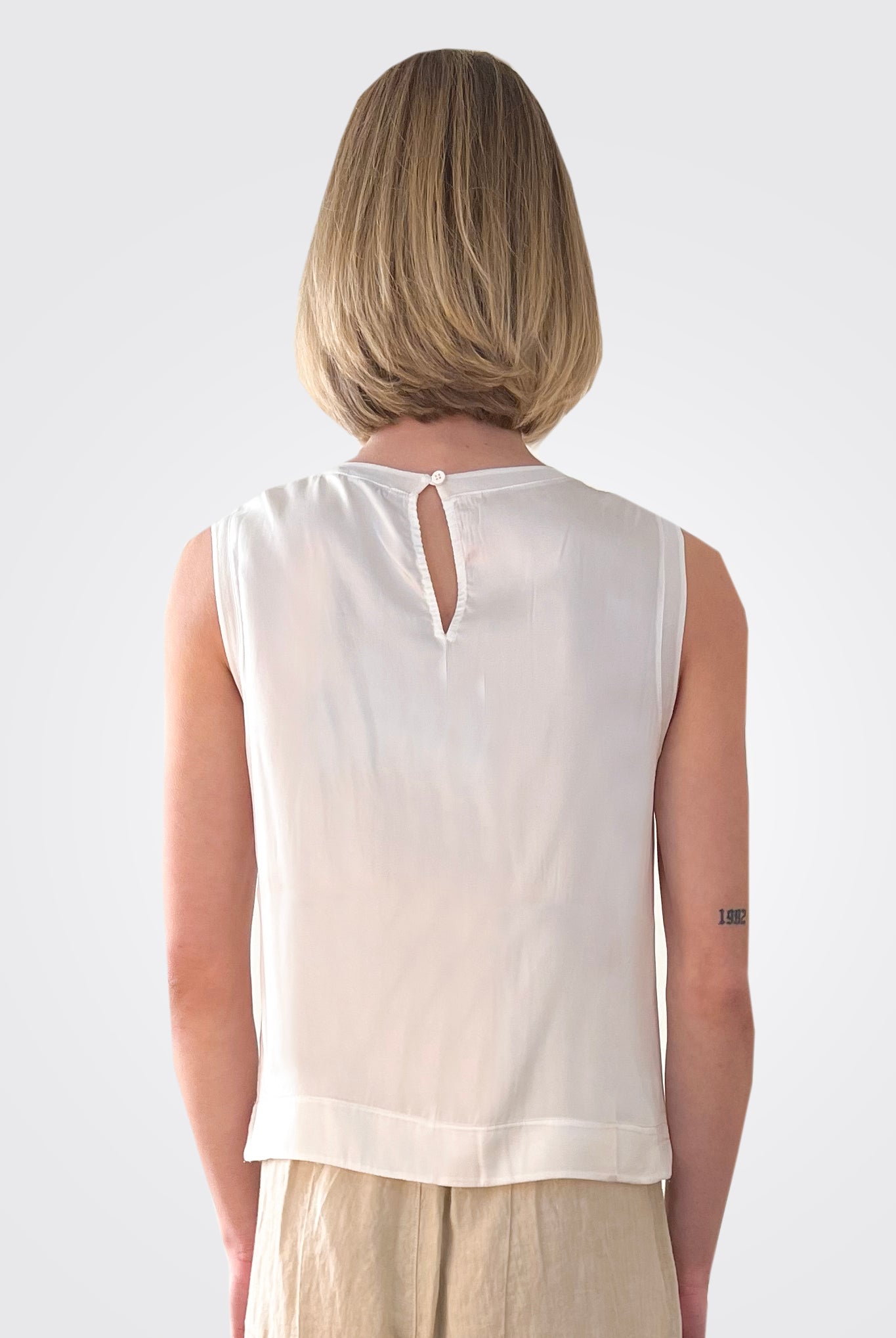 Stretch Silk Satin Tank - White by Transit Par-Such — alternate view