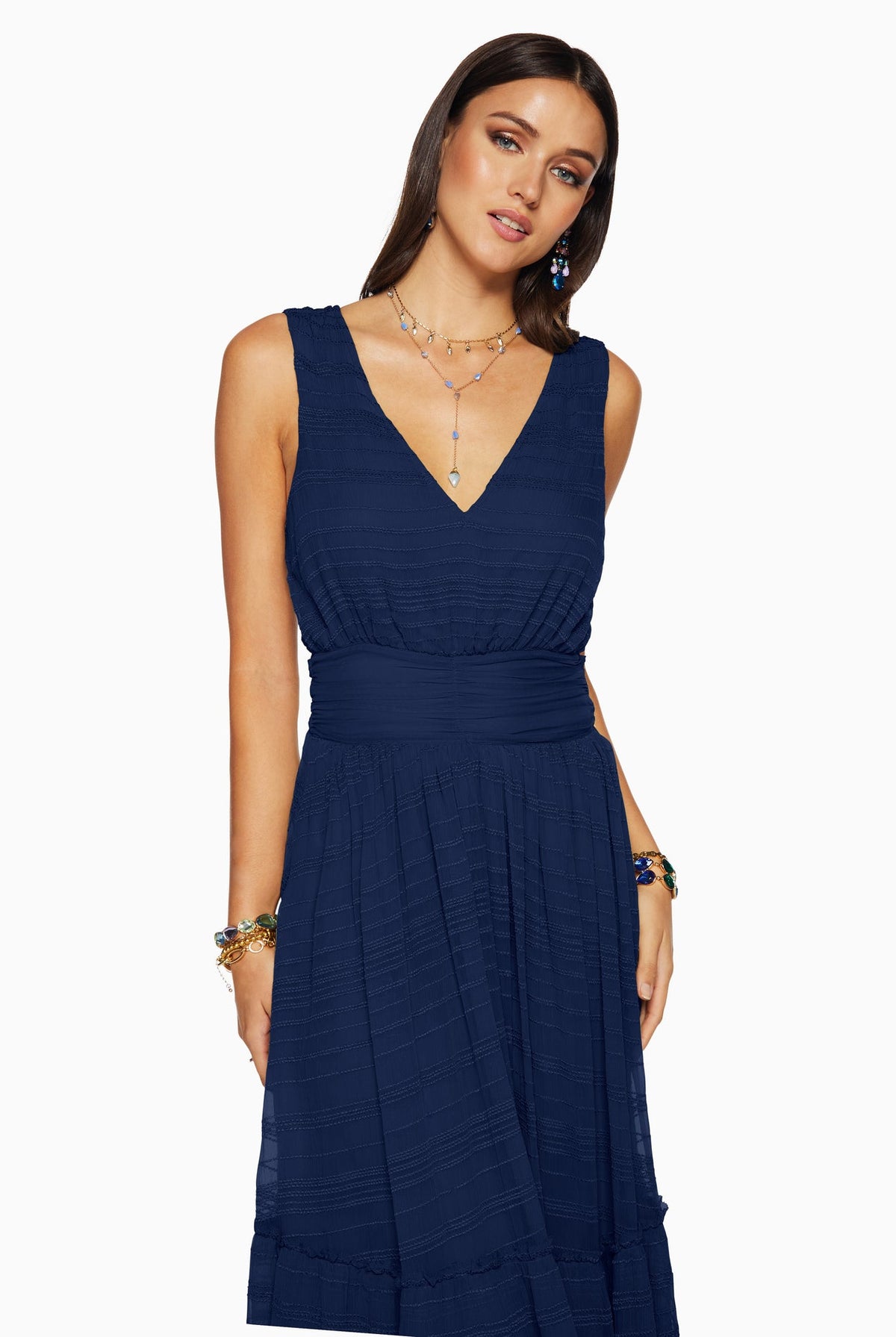 Tate Tiered Maxi Dress - Navy by Ramy Brook — view 3